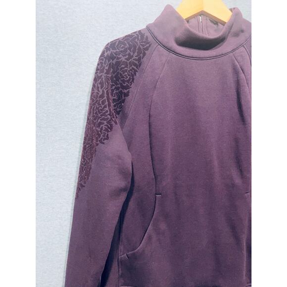 Lululemon Floral Flock Pullover Black Cherry Size 8/M {Read} - Picture 9 of 13